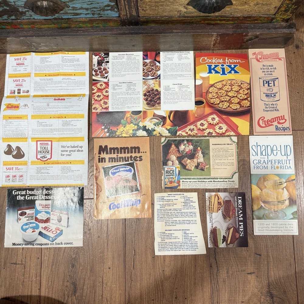 Advertisement Pamphlets Recipe Cards Vtg Recipes‎ Lot Kix Dream Whip Pudding